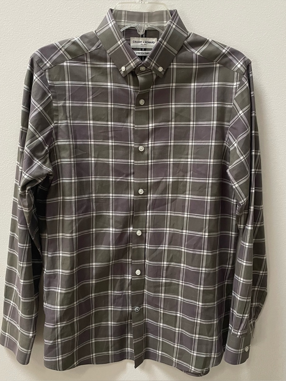 Crosby & Howard Men's Olive Green Plaid Button-Down Shirt